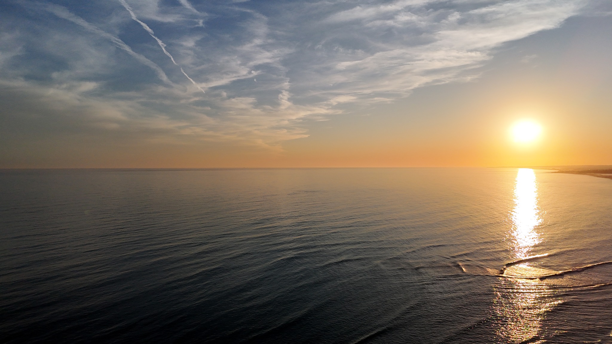Drone shot of coastal neighborhood